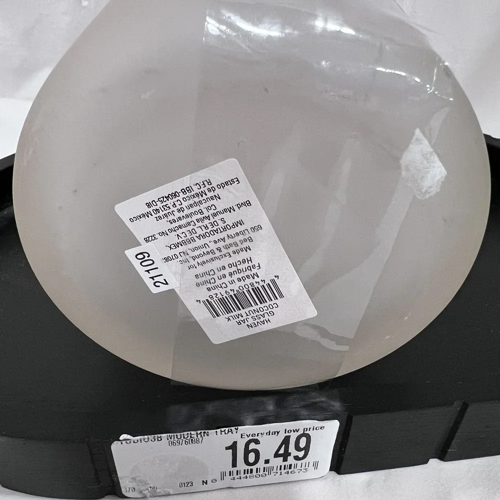 Haven 2 Piece Vanity Tray Set Frosted Glass Jar and Wood Tray